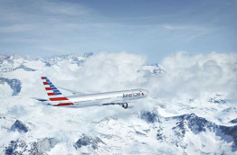American Airlines - Vol au dessus des montagnes enneigées
